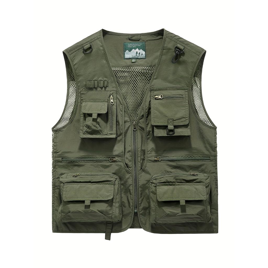 Men's Summer Casual Travels Vests with Multi Pockets, Comfy Breathable Tops for Fishing, Climbing