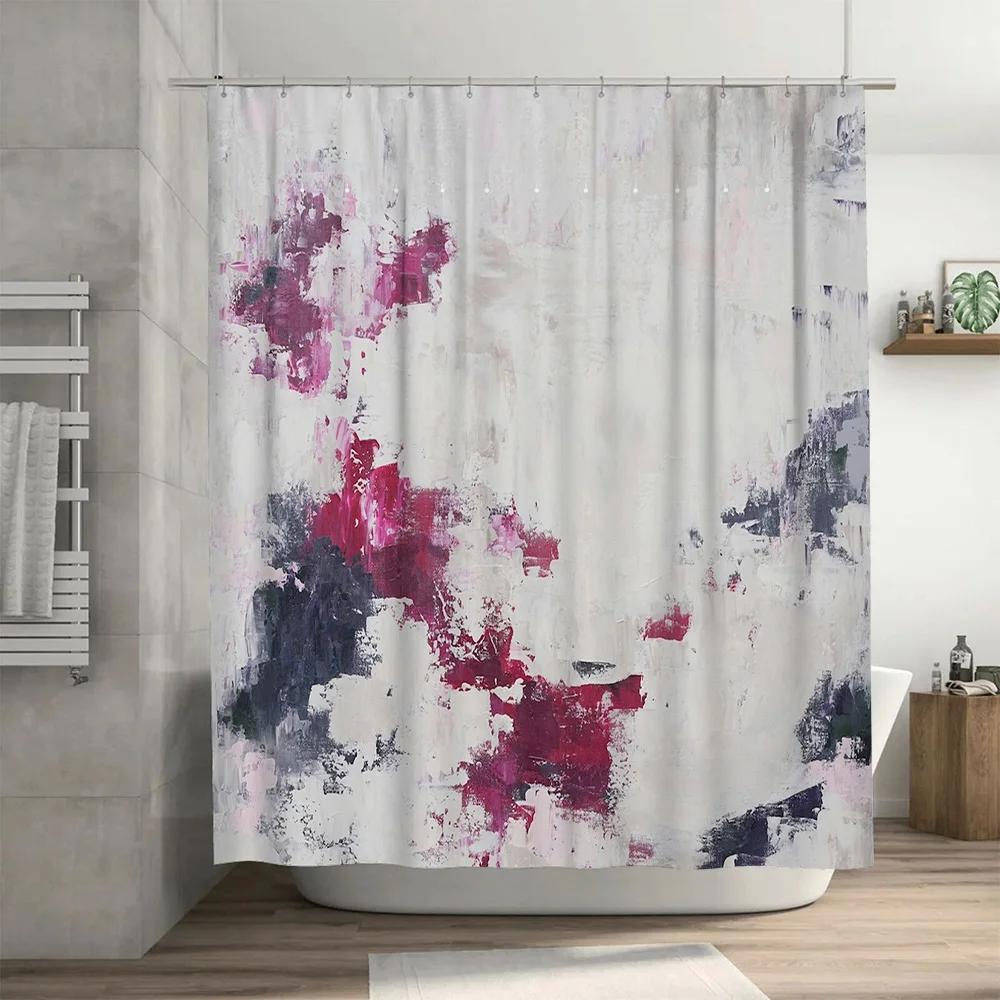 Minimalist Bath Shower Curtain with Geometric Design Elegant Pastel Colors Room Decoration for Modern Bathroom Decorations