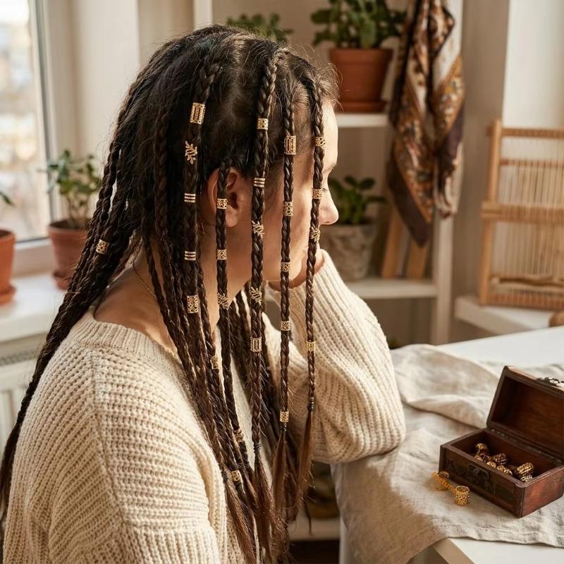 40/80Pcs Hollow Out Hair Ring Dread Locks Hair Braiding Dreadlocks Beads Hair Accessories Metal Cuff Clip Gold Silver Hair Braid