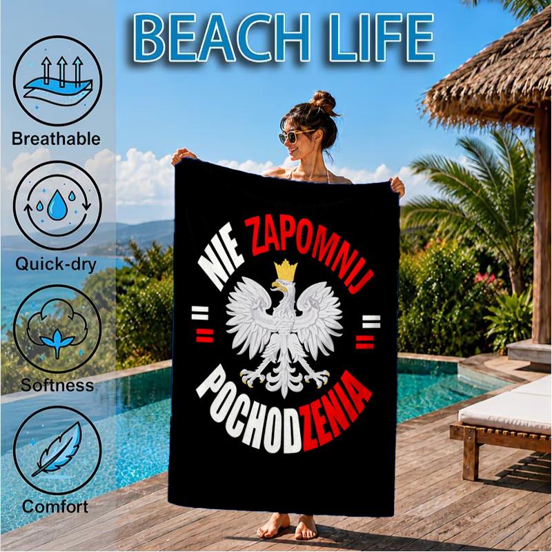 Eagle Of Poland: Symbolic Strength Beach Towel, Quick-drying, Easy To Care For, Suitable for Both Fitness and Beach Vacations,Sports Essential