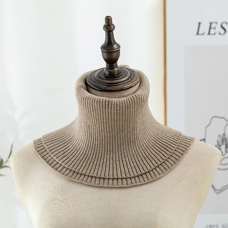 Knitted Fake Collar Ring Scarf For Woman Autumn Winter Warm Solid Color Neck Muffler Detachable Collar Scarves 25*17Cm