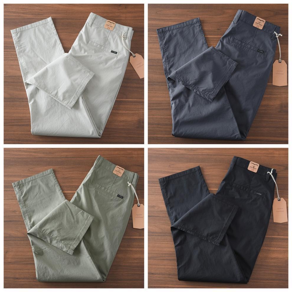 2025 Men's Summer Gray Elastic Straight-Leg Quick-Dry Casual Pants