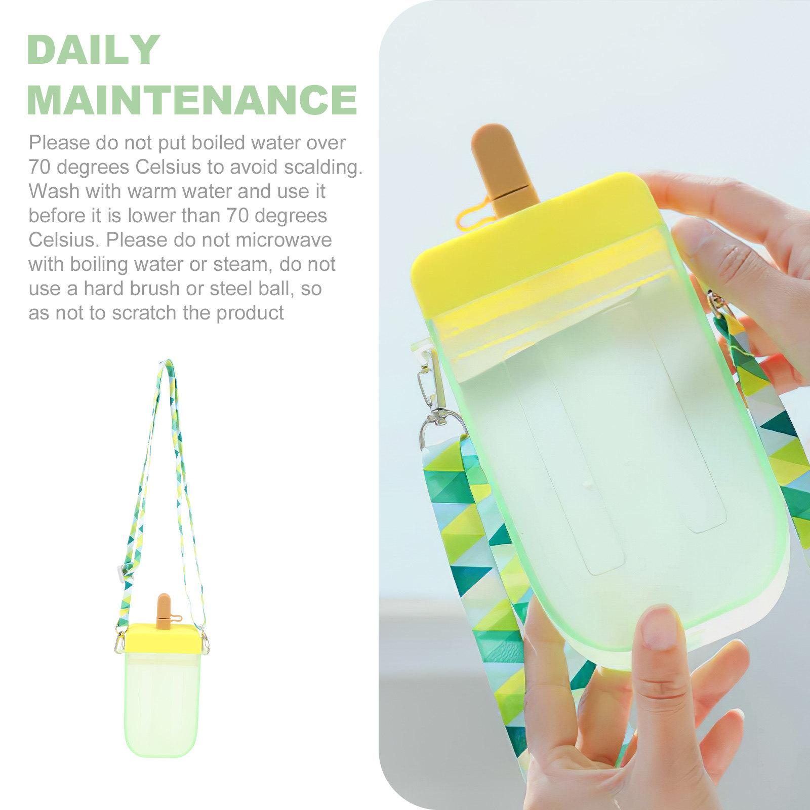 

Ice Pop Water Bottle Portable Smooth Surface Comfortable Handle Outdoor Water Cup Strap Cartoon Juice Bottle Juice Cup for other