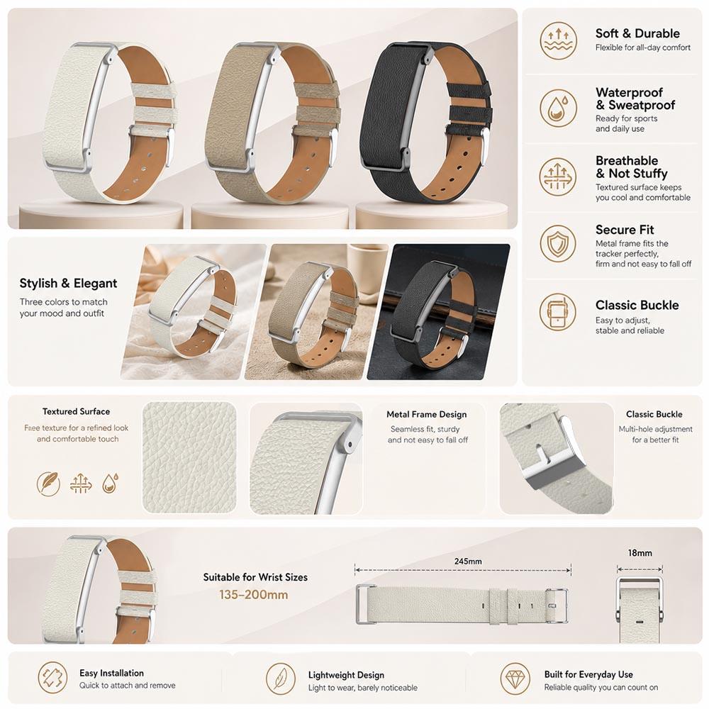 Leather Strap for Google Fitbit Air Band Fitness Tracker Sport Replacement Band Unisex Wristband for Google Fitbit Air Accessory