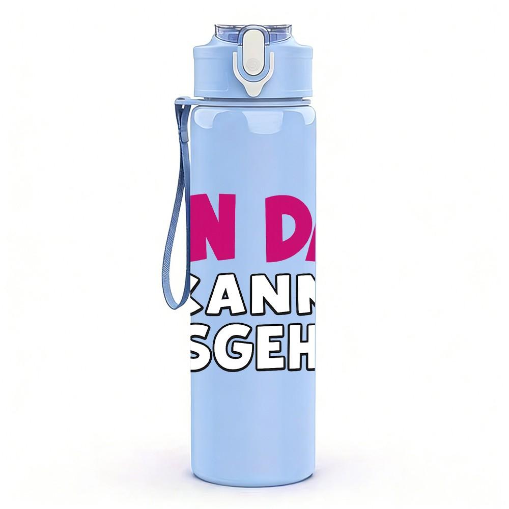 1PC Bin Da Kann Losgehen German Print 750ml Color Plastic Sports Water Bottle Leakproof Flip Straw Lid Suitable for Sports Office Home Use