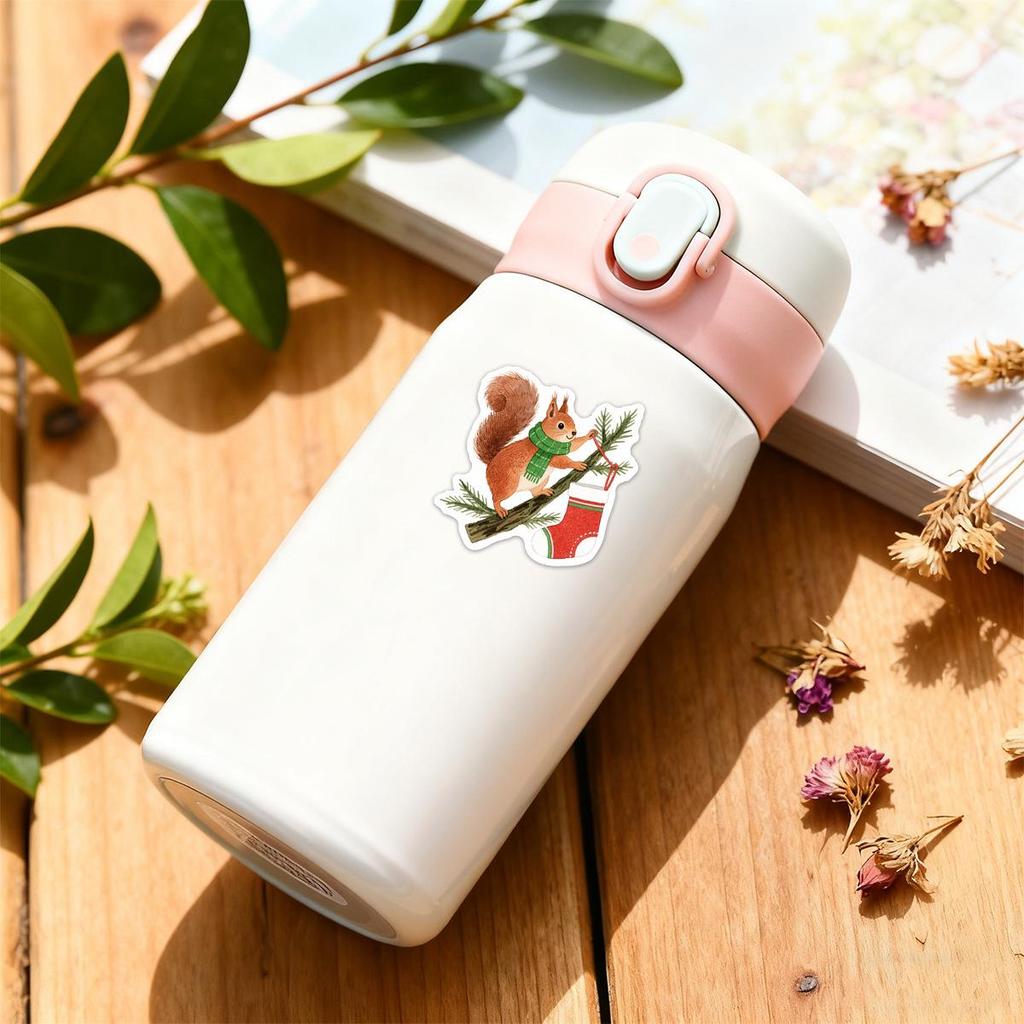 50 Christmas Animal Celebration Doodle Stickers for DIY: Water Bottles, Luggage, Notebooks