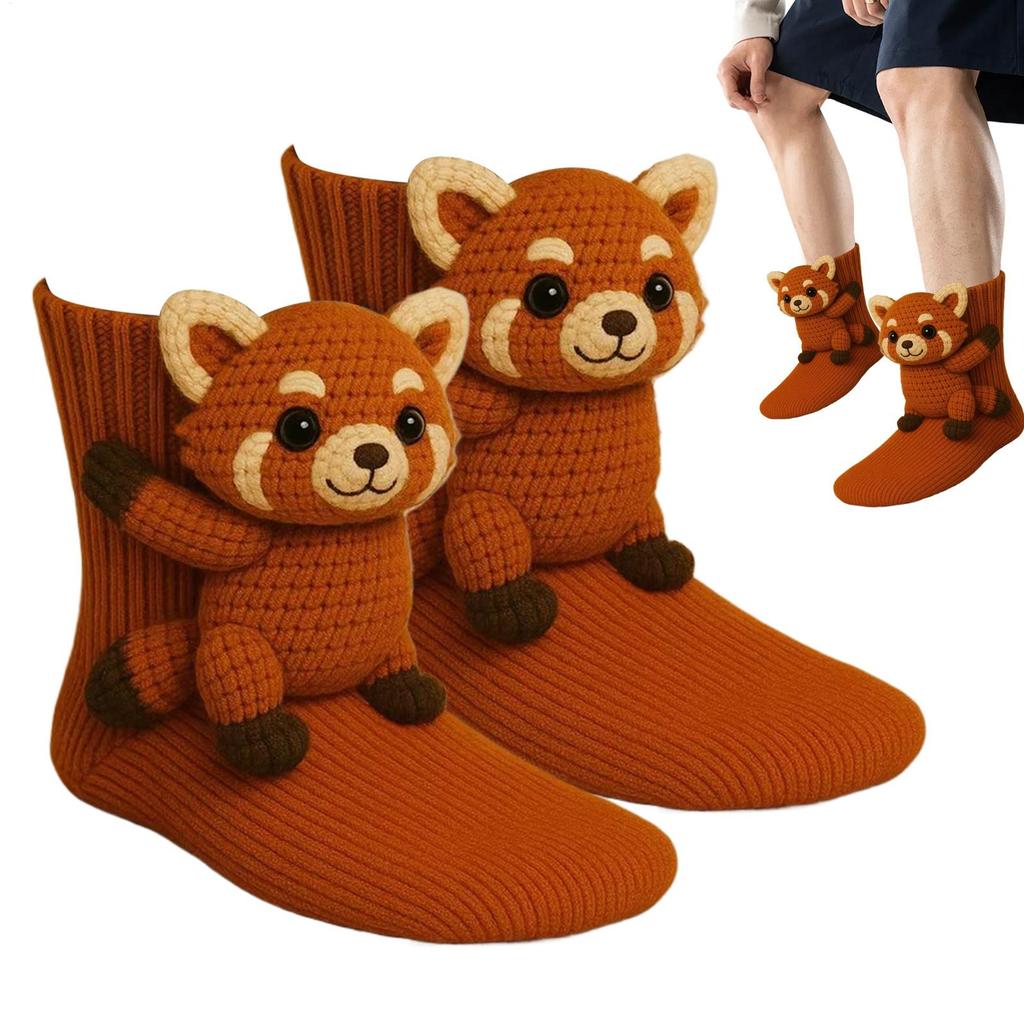 3D Knit Animal Socks Cozy Fuzzy Thick Warm cute Socks 3D Cute Jyora/raccoon/koala/ Rabbit/panda Knitted Socks Christmas Gift