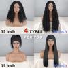 XINRAN Afro Dames Mode Schouderlengte Kinky Krullend Natuurlijk Zwart Pruik Zonder Pony Synthetische Vezel Diep Krullend Zwart Pruik