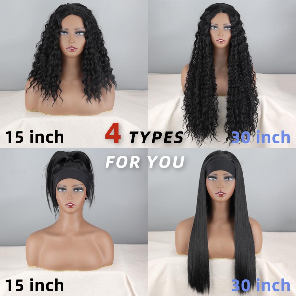 XINRAN Afro Dames Mode Schouderlengte Kinky Krullend Natuurlijk Zwart Pruik Zonder Pony Synthetische Vezel Diep Krullend Zwart Pruik