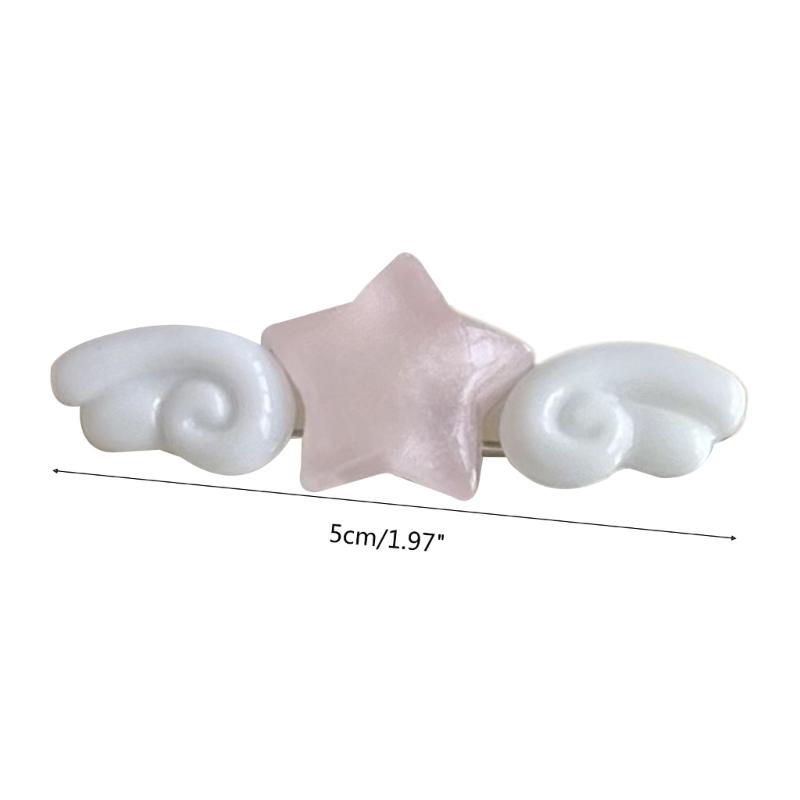 Sweet Duckbill Star Wing Shape Hair Pin Teen Adult Jelly Style Side Hair Clip