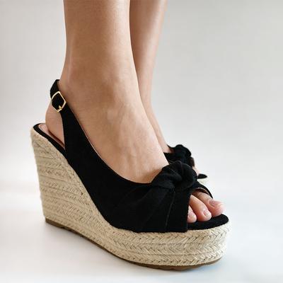 Damen Espadrille Keilsandalen Mode Damen Plateau Sandalen Schwarze Sommerschuhe Keilabsatz 10cm Große Größen 42