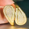 Huitan Geometric Shaped Women Ring Luxury Gold Color Wedding Lady Fashion Accessories Party Charming Jewelry Full Shining CZ