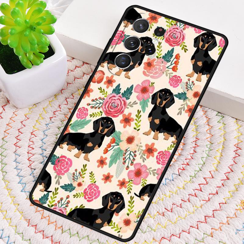 Dachshund And Flower Phone Case for Samsung Galaxy Note 10 Pro S26 Ultra S23 S24 FE S25 S21 S22 PLUS Shockproof Cove