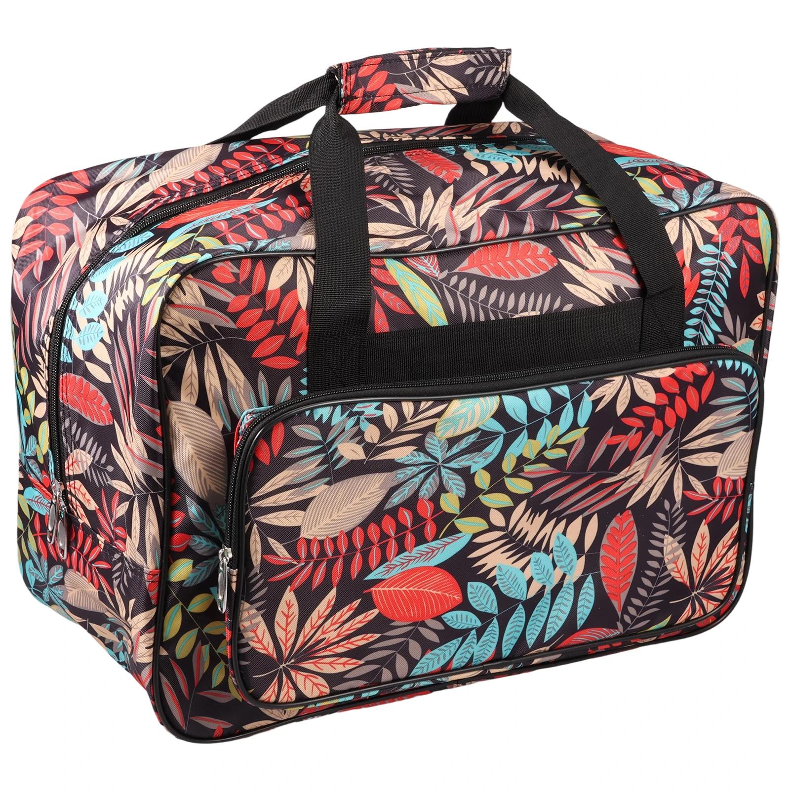 

Oxford Cloth Sewing Machine Storage Tote Bag Large Capacity Sewing Machine Carrying Case with Full Width Smooth Zip for Craft кирпич красный