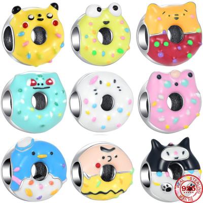 New Copper Tiger Cat Frog Penguin Donuts Charms Bead Diy Fit Original Pendant Charm Bracelet Necklace Women Jewelry