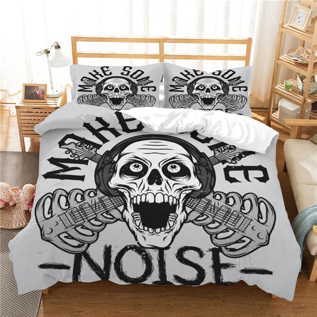 Sengetøy Trekk Hodeskalle Stil Dynetrekk Sett Hodeskalle Hjemmetekstiler Design Sengesett Polyester Sengedekke Gutt Jente Enkeltstørrelse Sengetøysett