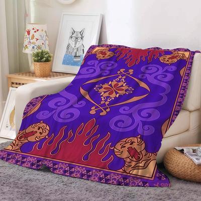Fashion Print Purple Blanket For Sofa Office Bed Plane Travel Sleep Read Relax Camping Soft And Warm