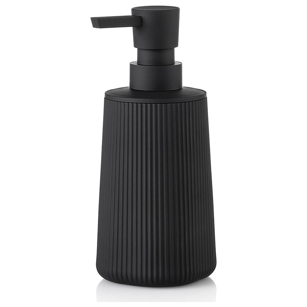 Glass Small Soap Dispenser for Bathroom and Kitchen, Modern Farmhouse Striped Style Hand Soap Dish Soap Dispenser with Pump