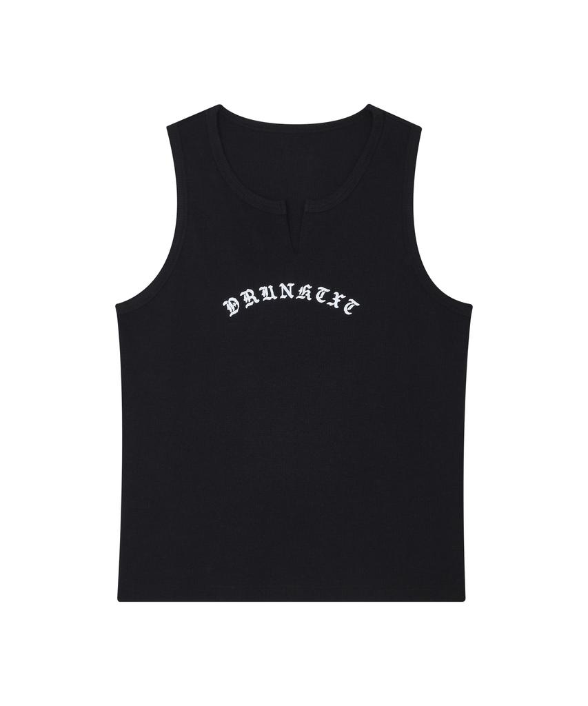 Deuleongkeutegseuteu Vintage Waffle Tank Top [Black]