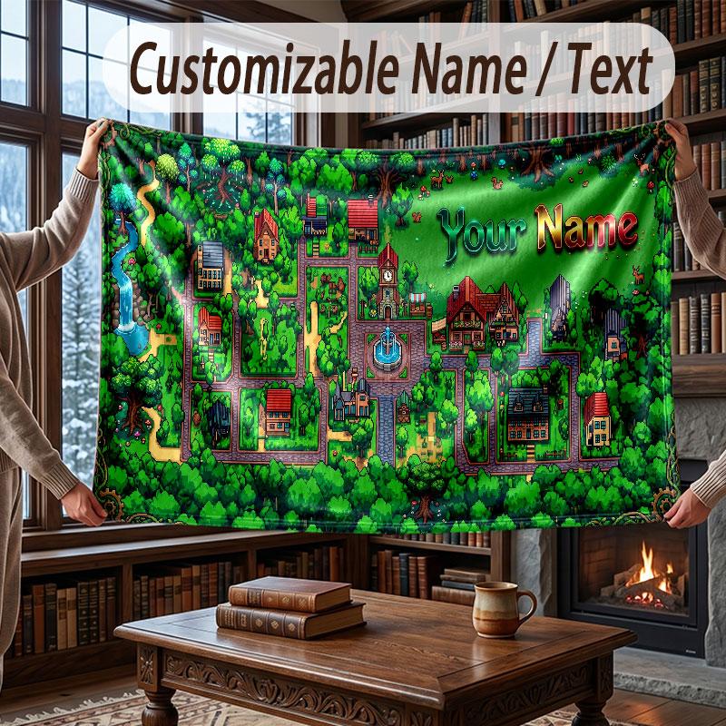 Fantasy Magic Theme Throw Blanket Custom Name Text Personalized Blanket Soft Cozy Blanket for Home Sofa Bed