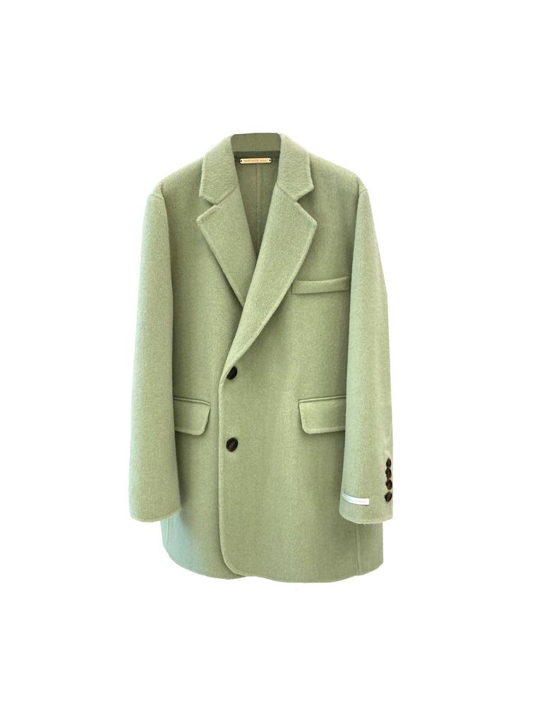 Green suit short suit double-sided wool coat loose and fresh age-reducing temperament autumn and winter coat new