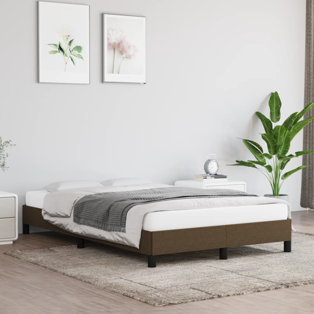 Vidaxl Bed Frame Without Mattress, Dark Brown, 120X200 Cm, With Fabric