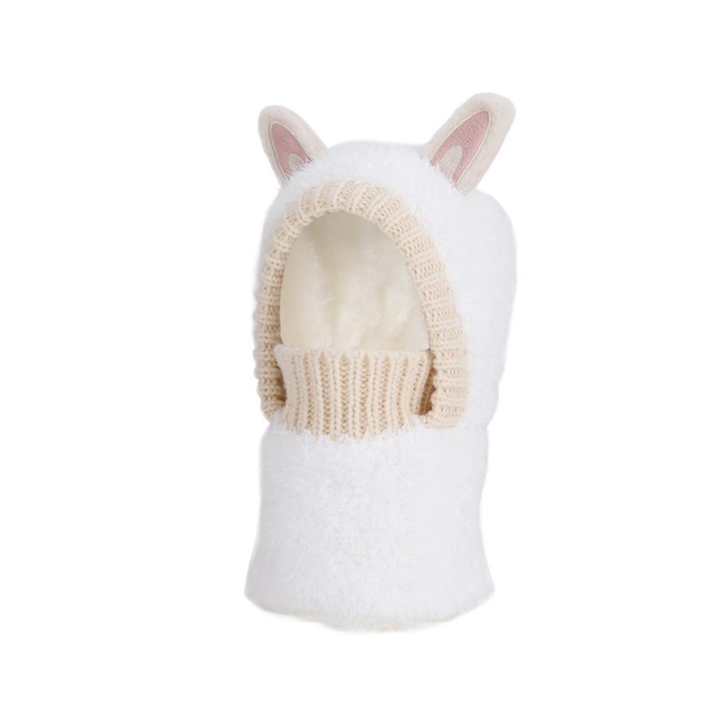 Children's Plush Warm Ear Pullover Hat With Plush Mask And Neck