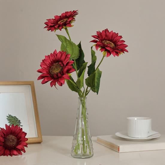 

Штучний соняшник, імітація квітки, зі стеблом, що гнеться, штучна гілка соняшника для дому, офісу, весільних вечірок, центральний елемент жовтий