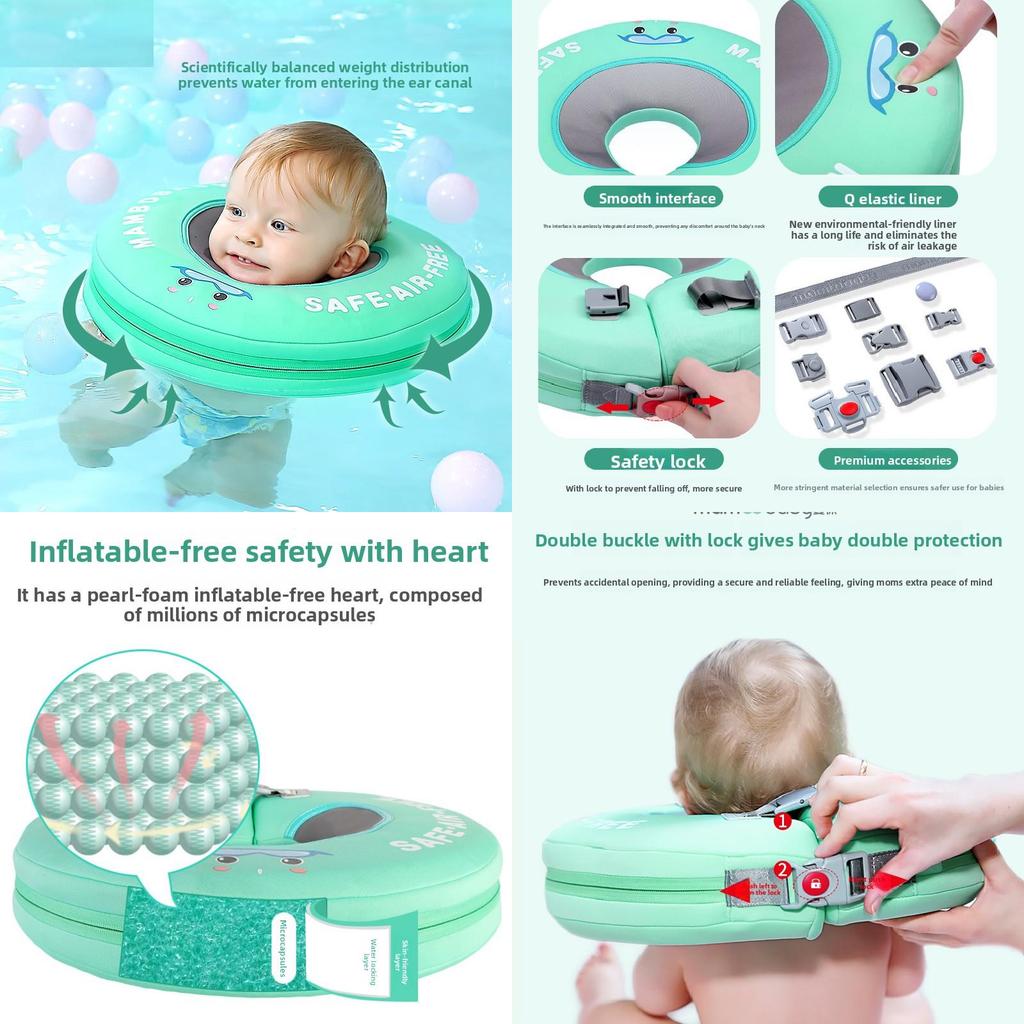 Cute Seal Fish Flamingo Pattern Children Non Inflatable Swimming Neck Ring For Infants