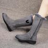 Zapatos de Plataforma para Mujer Cremallera Lateral Botas de Nieve para Mujer Invierno Punta Redonda Forro Polar de Felpa para Calidez Sólidas Caña Alta Planas Botas de Nieve