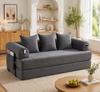 Foldable Compression Sofa with Sturdy Metal Frame, Side Pockets Plus 3 Cushions. Modern Metal-fabric Combo - Ideal for the Living Room. Dark Gray