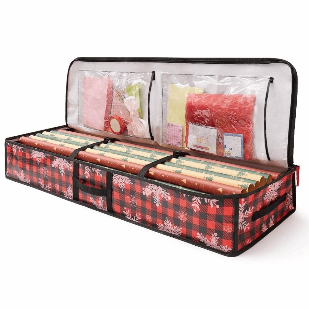 Oxford Christmas Wrapping Paper Storage Bag Washable Dustproof Xmas Ornament Organizer Large Capacity Reusable Under Bed Storage