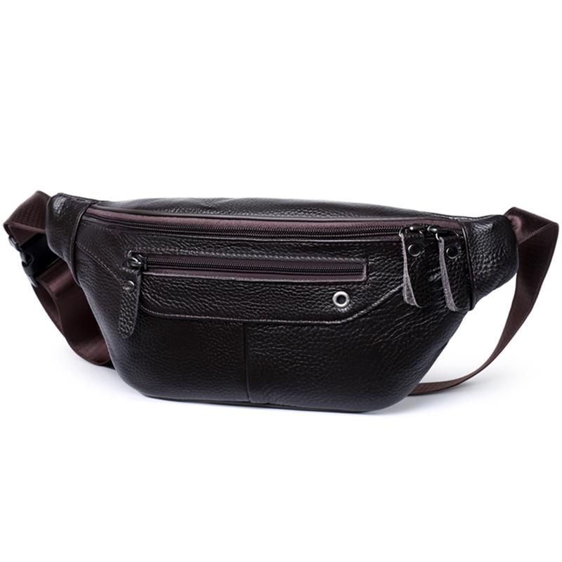 Leather Waist Bag for Men Casual Crossbody Fanny Pack with Adjustable Belt