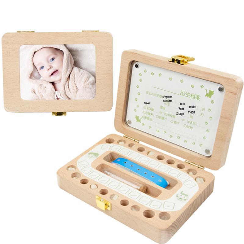 Cross-border Wooden Lanugo Baby Teeth Storage Box - English & Japanese Design