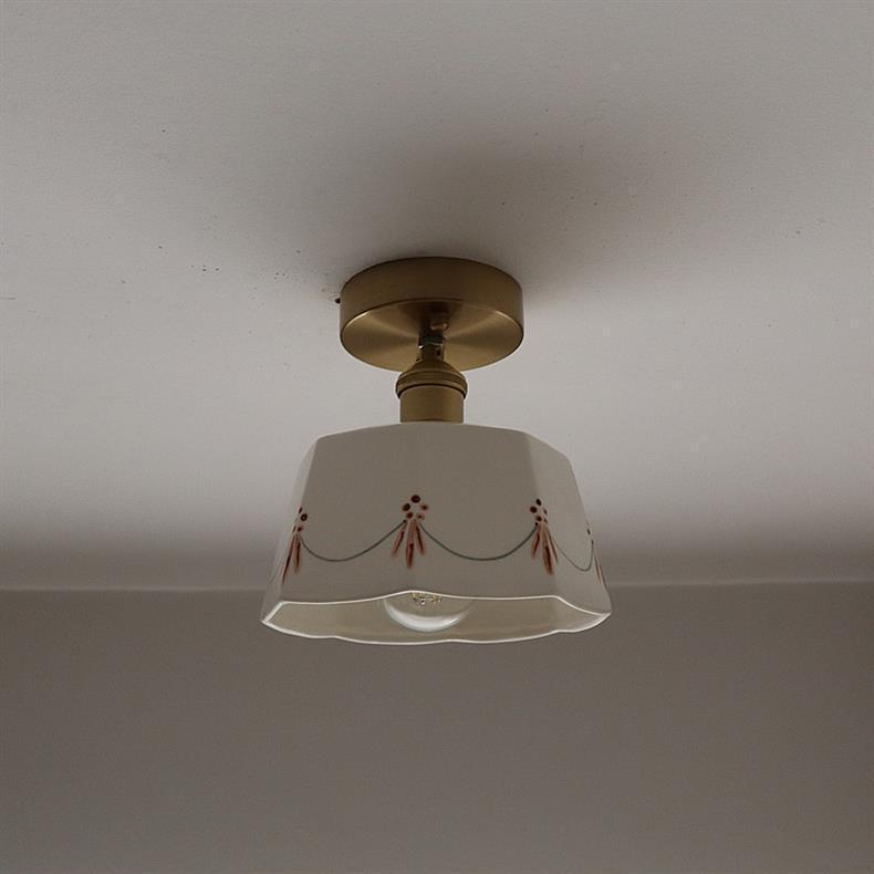 Retro Japanese Brass Glazed Ceramic Pendant Light for Bedroom, Dining, Bar, or Bay Window