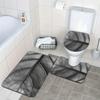 Nordic Gray Leaf Texture Bathroom Floor Mat Set 3pcs Non-Slip Absorbent Toilet Lid Cover U-Shaped Rug and Decorative Bath Mat