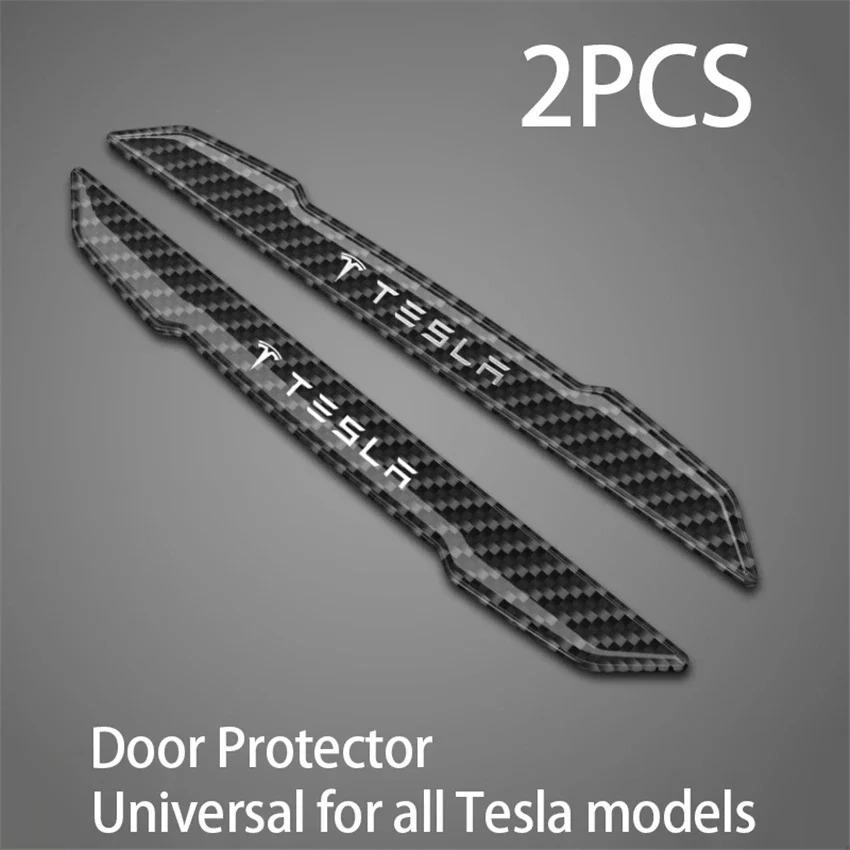 Carbon Fiber Door Handle Protector Cover for Tesla Model 3/Y, Anti-Scratch Sticker Decal, Metal Upgrade Exterior Accessories
