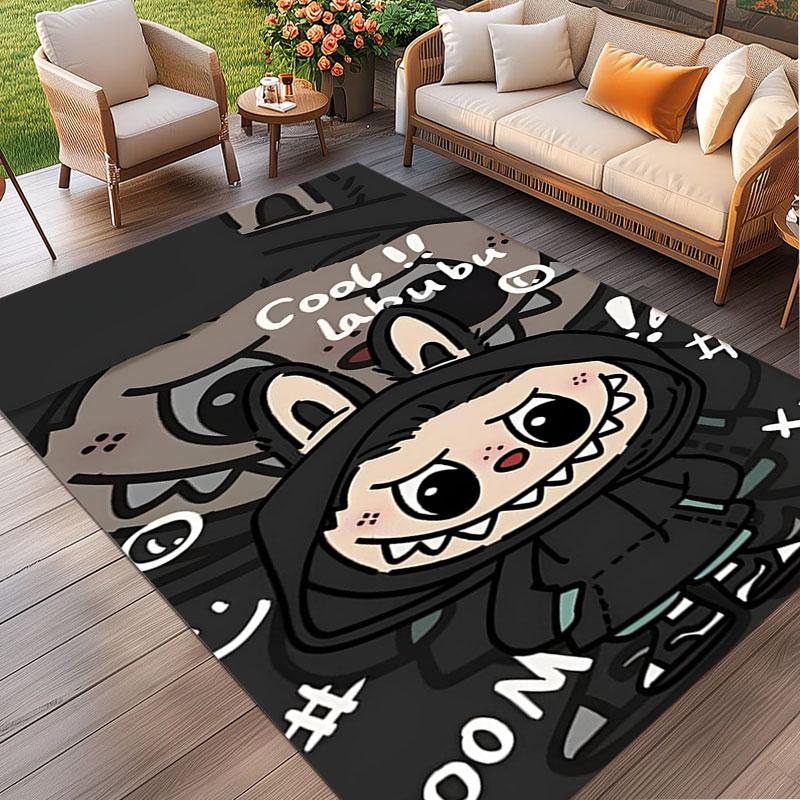 Labubu Print Rug, Washable Floor Carpet, For Entryway Dorm Laundry Room Office Study, Home Decor Birthday Christmas Gift
