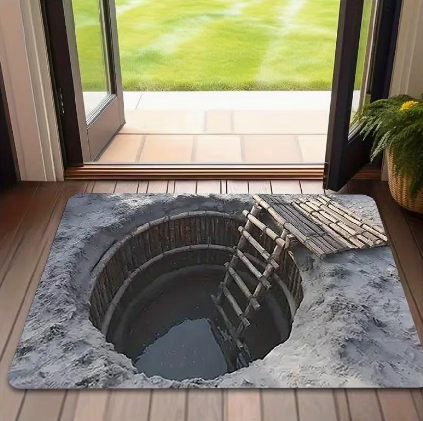 

Welcome Mat 2D Mossy Stone Well Area Rug Soft Washable Floor Carpet for Living Room Bedroom Bathroom Home Decor 40cm x 60cm