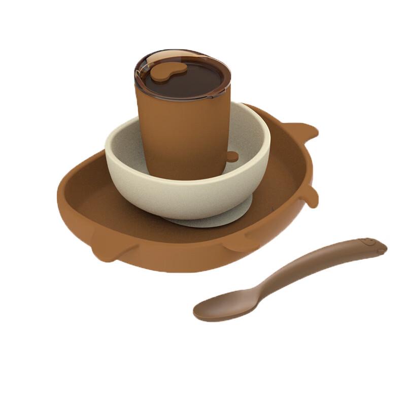 Детская силиконовая тарелка на присоске BIBOO и тренировочный набор