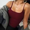 Women Vest Sling Pure Color Slim Fit Spaghetti Straps Camisole Summer Versatile Layering Vest