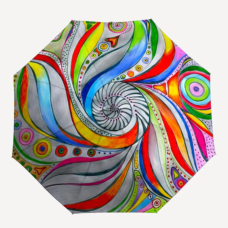 

1pc Abstract Artwork Automatic Folding Umbrella, Portable & Foldable Design with 8 Ribs, Casual Outdoor Accessory yy250729133