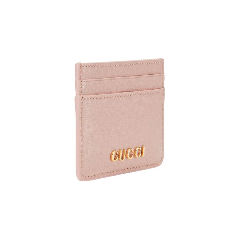 Gucci Letter Logo Five Card Slots Leather Card Holder Women's Light Pink