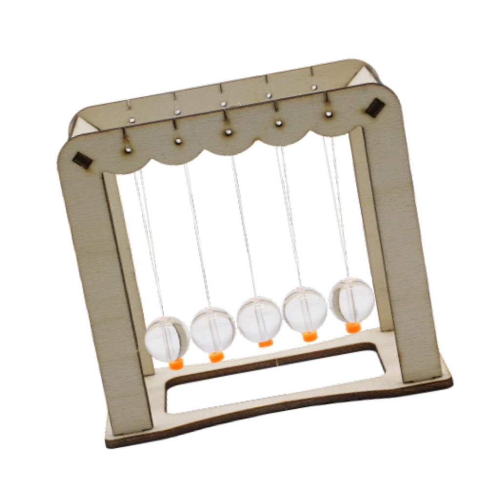 Newtons Cradle Balance Balls DIY Assembly Wooden Base Ball for Home Ornament Adults and Kids