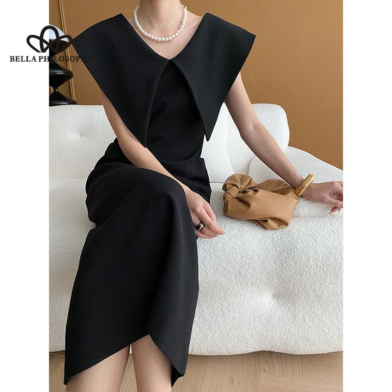 Designový styl Francouzské špičaté sako Rozparek v pase Dlouhé šaty Ležérní styl Šaty Dámské šaty