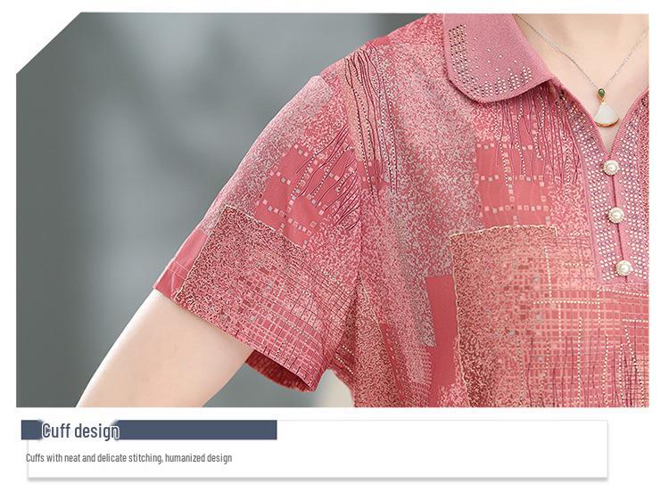 Plus-Size Ice Silk Short-Sleeve T-Shirt for Elderly Women - Summer Maternity Wear