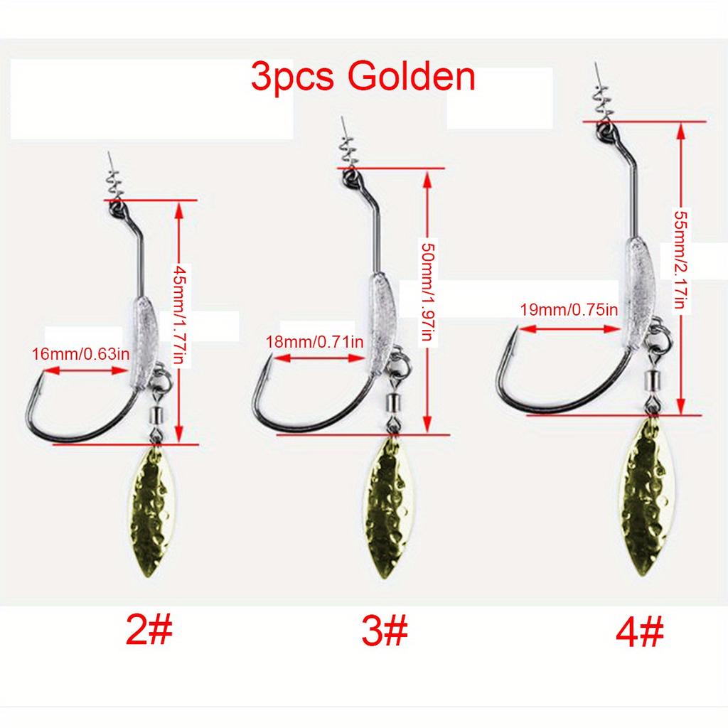 3pcs 4.5g,5.5g,7.2g Barbed Fishing Hooks with Lock Needle Lead Single Hook Crank Hook Fishing Tackle