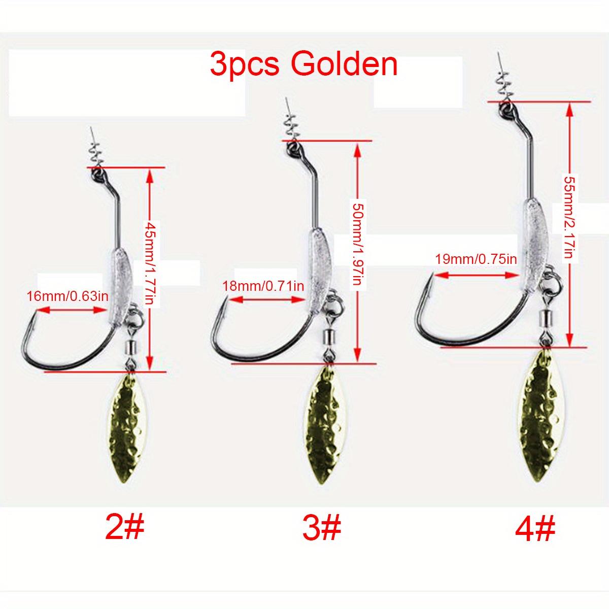 

3pcs 4.5g,5.5g,7.2g Barbed Fishing Hooks with Lock Needle Lead Single Hook Crank Hook Fishing Tackle 3pcs золотистий