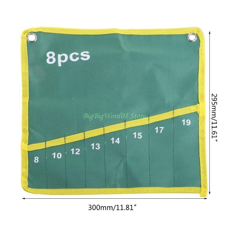 24TE 8 Pockets Durable Canvas Spanner Wrench Tool Roll Up Storage Bag