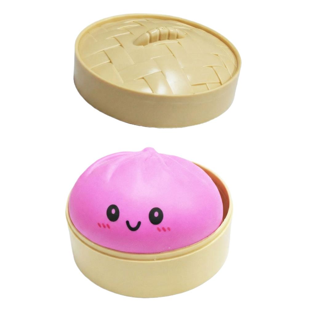 Slow Rising Bun Toy with Steamer Box Simulation Food Design Soft Stress Toy for Kids and Adults